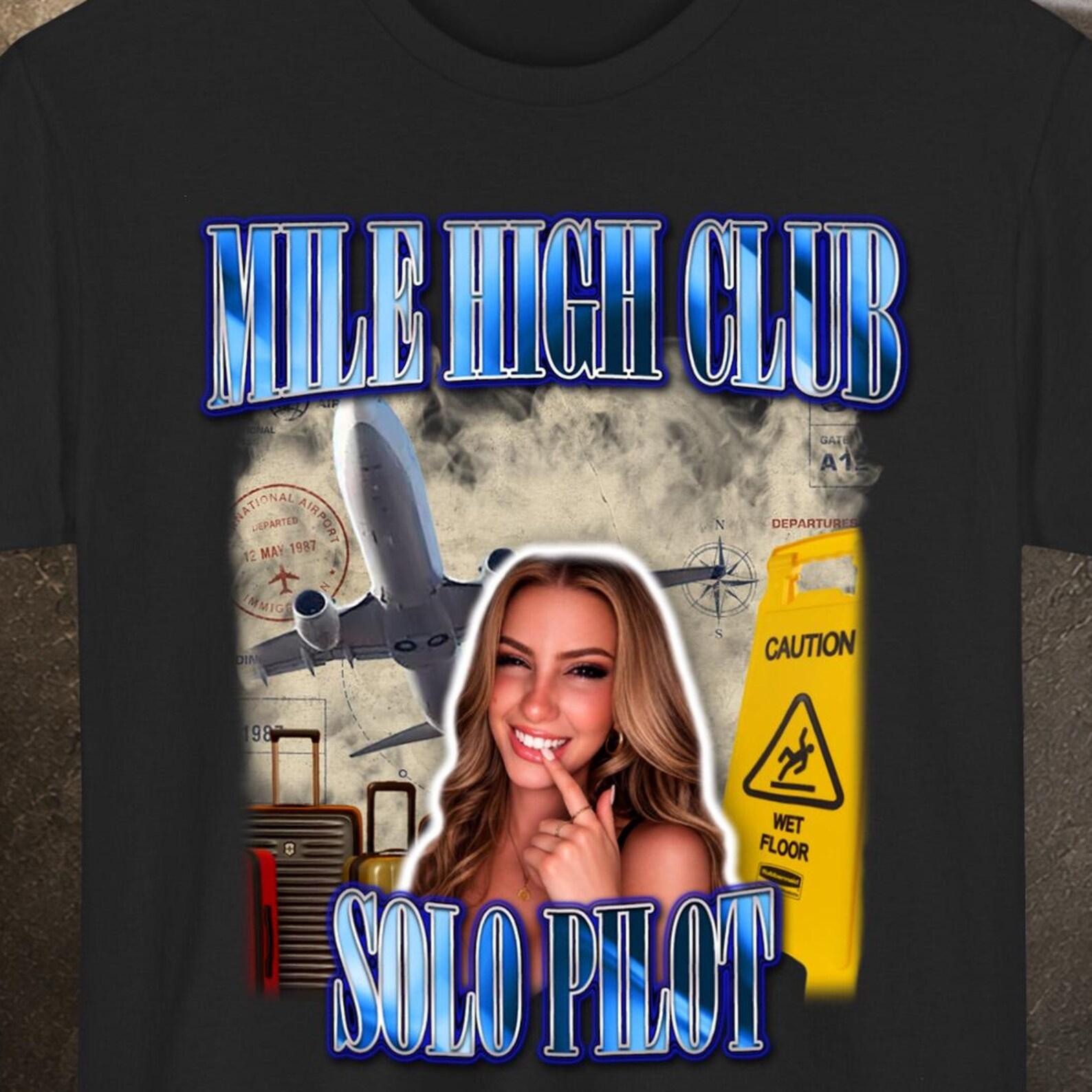Mile High Club Solo Pilot Tee, Inappropriate T Shirt, Funny Airport Shirt, Moving Abroad Gift L