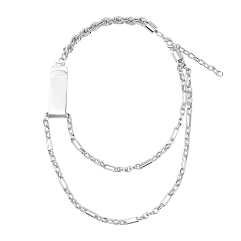 PERSONAL/SERVICE MONEY CLIP ASYMMETRY NECKLACE / silver