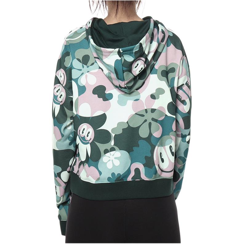 Adidas Originals Trefoil Serie Allover-Print Smiley Face Lässiger Bequemer Hoodie Damen Hoodies Grün DV2661