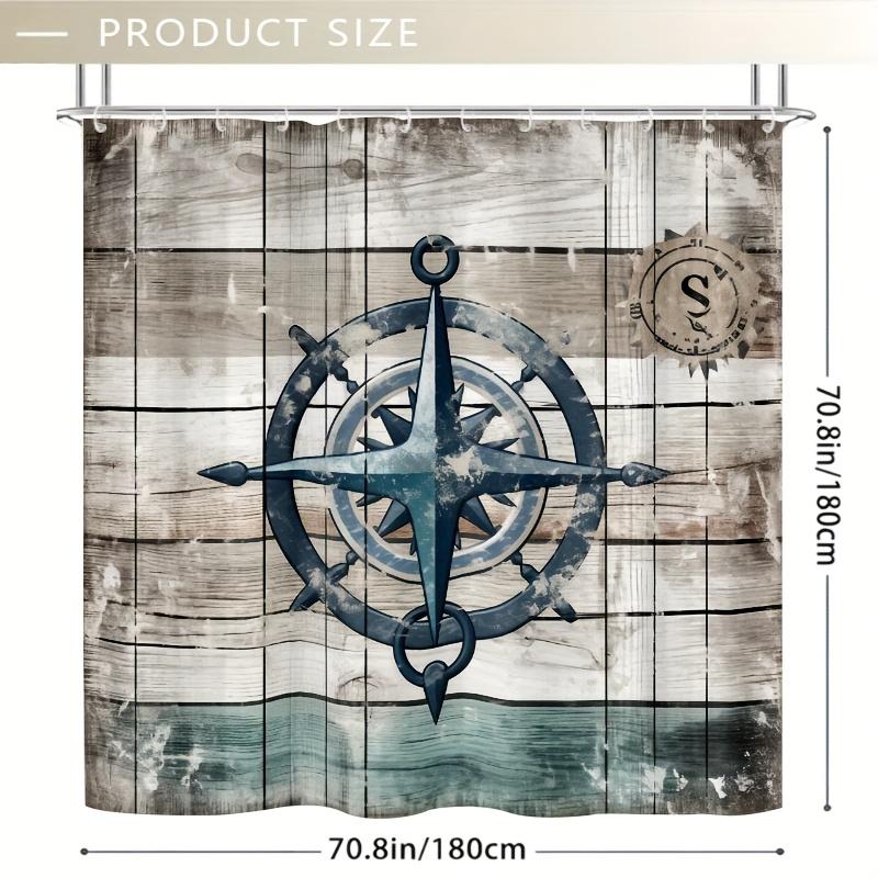 1pc Nautical-Themed Anchor & Rope Shower Curtain,  Durable Polyester, Easy Clean, for Bathroom Decor