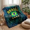 Couverture Flottante Imprimée Football Brésilien Douce pour la Peau Chaude Décorative pour Canapé Lit Intérieur Utilisation Quotidienne