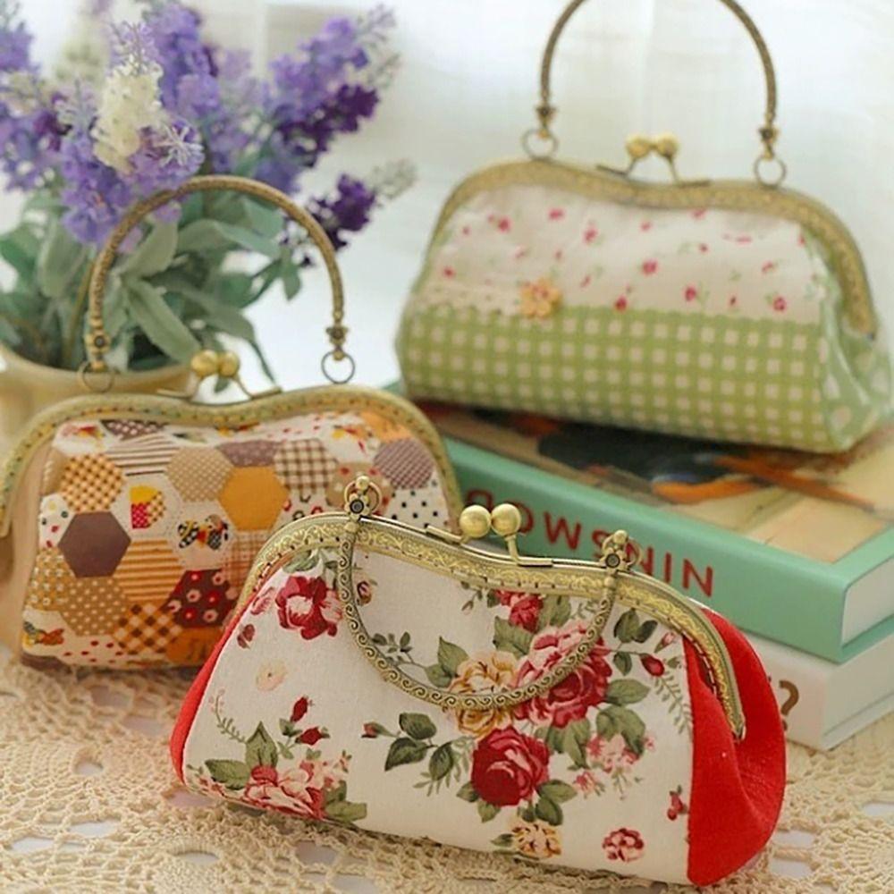 Vintage rám peněženky Kiss spona Kovový rám peněženky Mini bag spony s rukojetí Příslušenství k tašce