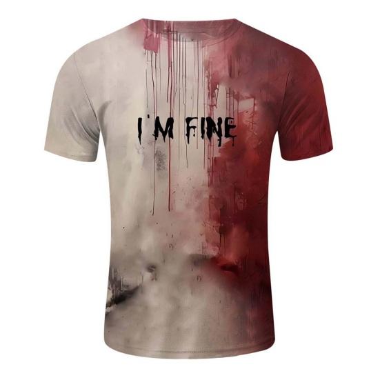 Kids Halloween T-shirt Blood Stain Print Tee Shirt Spooky Crew Neck Short Sleeve T-shirt for Horror Themed Party Costume Street Wear