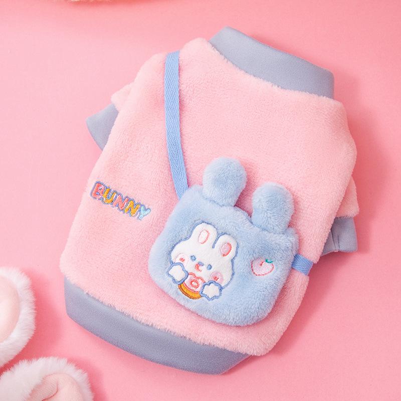 

Кошачья одежда зимняя контрастных цветов с сумкой-кроликом флисовая куртка котенок щенок одежда на двух лапах теплая одежда для питомца XXL (recommended weight 15-10kg)