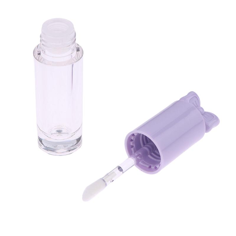 Cute Creative Bow Shape Lip Gloss Tubes Clear Empty Diy Cylindrical Lip Balm Tubes 2.5Ml With Wand Refillable Lipstick Bottle