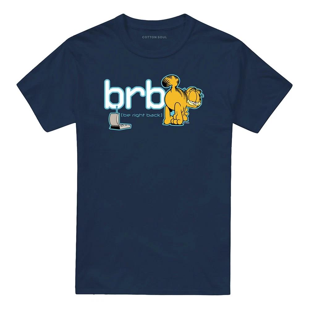 Garfield Be Right Back 100% Cotton T-shirt Mens Tees Top S-5XL, Navy 4XL