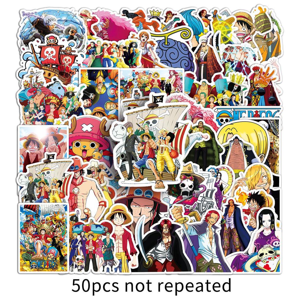50 One Piece Anime Character Stickers - HD Printed Stationery & Planner Accessories