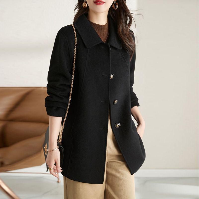 2026 Autumn/Winter Mid-Length Slimming Wool Coat with Lapels for Petite Women