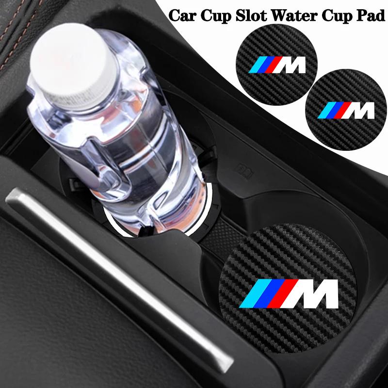 For BMW M 50th Anniversary 3 5 7 series E83 F16 E70 X1 X2 X3 X5 X6 Car Carbon Fibre Water Cup Pad Holder Anti-slip Coasters Mat jbvr38