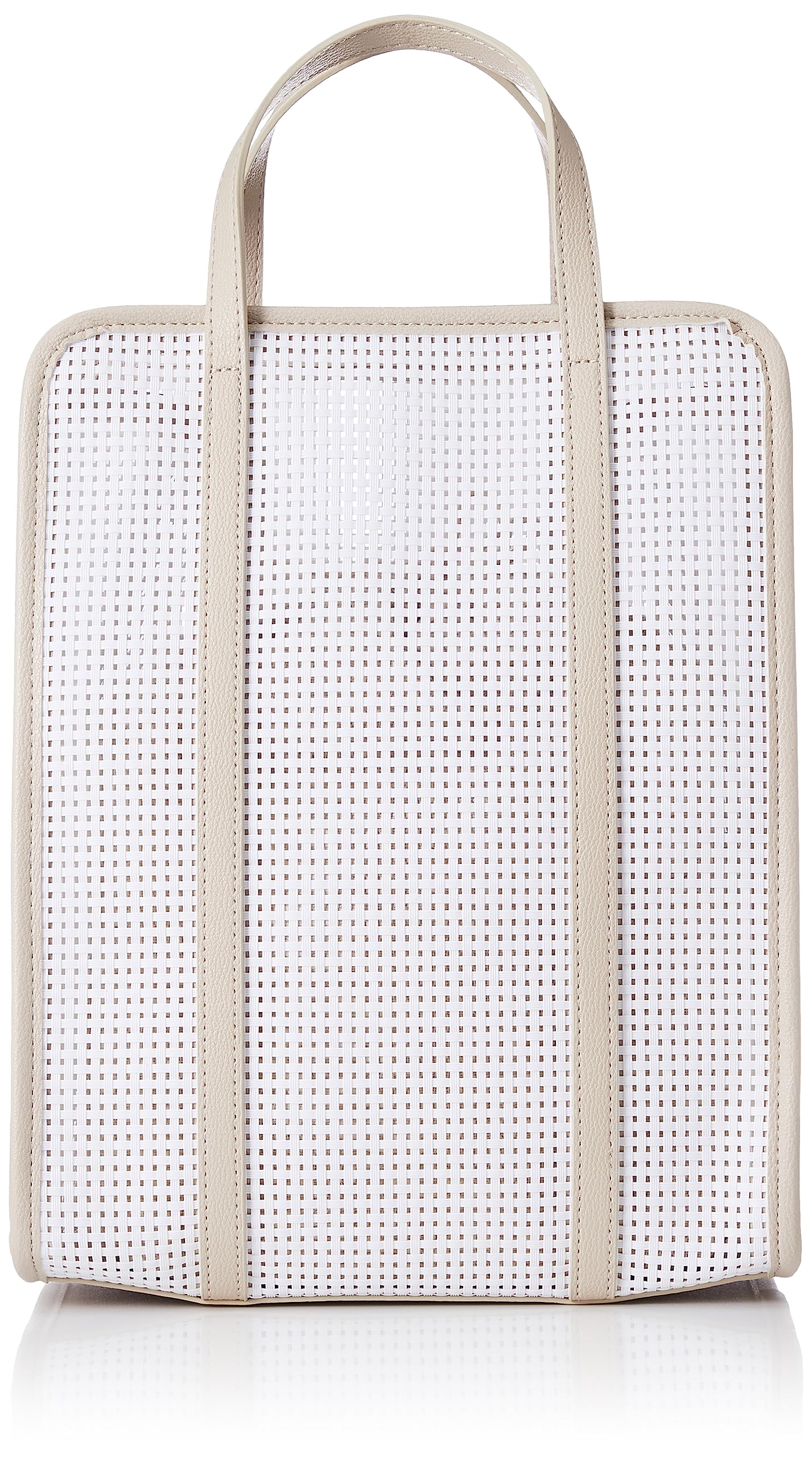 

Cuco Women s Faux Leather Mesh Square Tote Bag, White (2313111030)