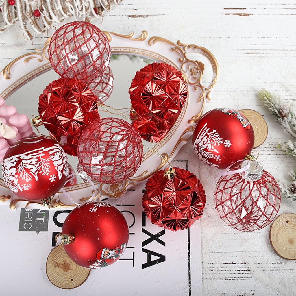 9 Pcs 8 Cm Christmas Ball Ornaments For Holiday Wedding Party Tree Decorations,gold/red/sliver/rose Sliver