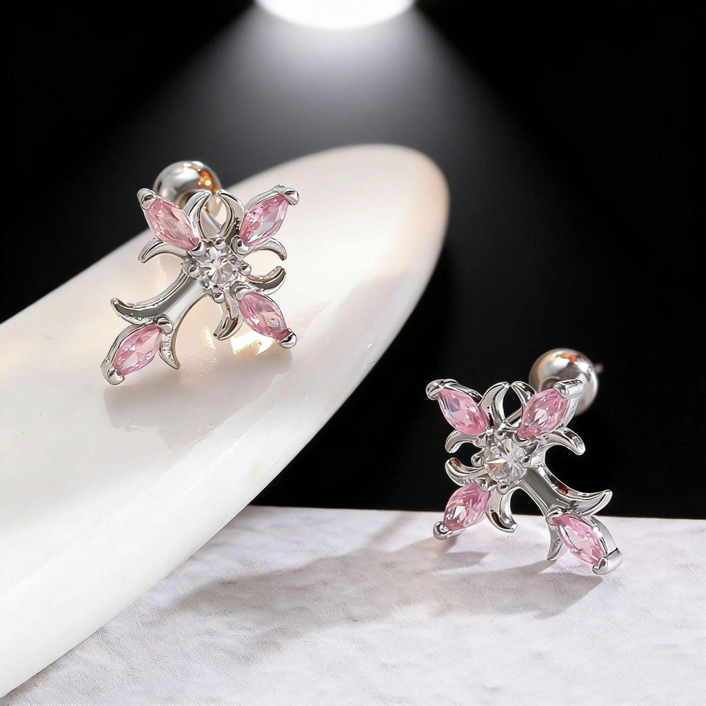 Gothic Rhinestone Cross Dangle Earrings for Women - European and American Style