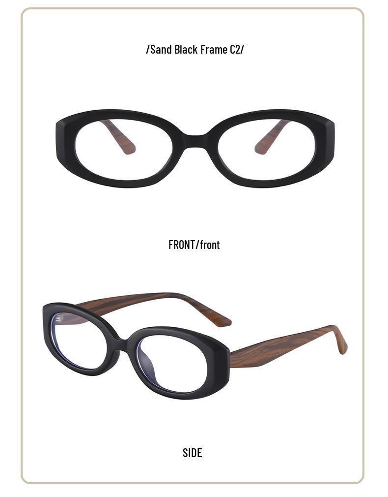 Retro Cat Eye Glasses with Wood Grain, Anti-Blue Light, Prescription Ready, for Women, Fits Square and Round Faces