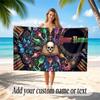 Skull Gothic Theme Soft Beach Towel Personalized Custom Name Text Towel Portable for Beach Pool Travel