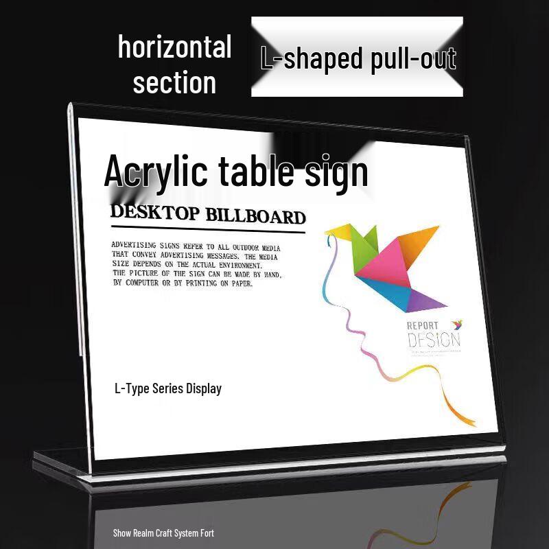 Acrylic L-Shape Slanted Sign & Card Holder