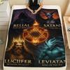1PC Satan Print FlAannel Blanket, High quality Comfortable for All Seasons, Home Decor, Warmth and Comfort