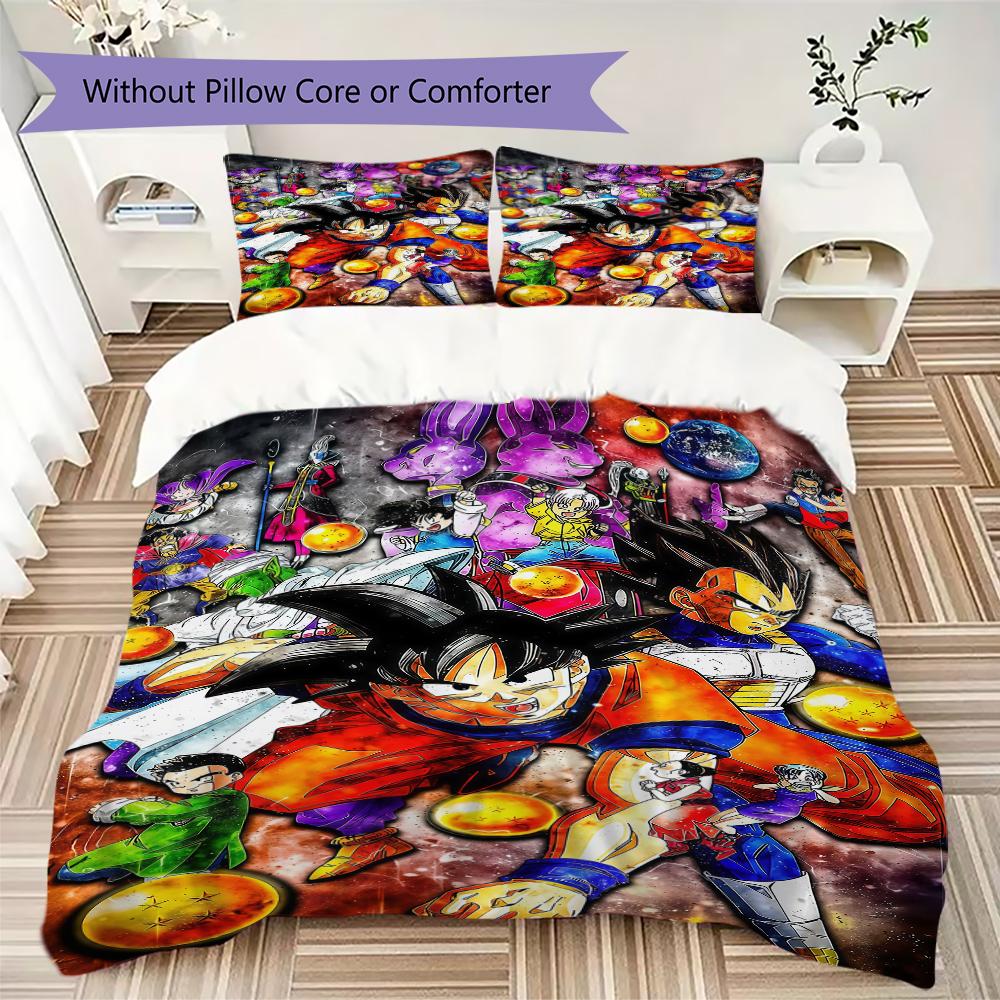 Son Goku Anime Duvet Cover, 3pcs Bedding Set, Digital Print, No Filling, Multi-Size, Kids Gift -HYQ31