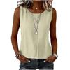 Women Sleeveless Linen Cotton Casual Tank Top Loose Fit Round Neck Lightweight Blouse for Summer Daily Wear