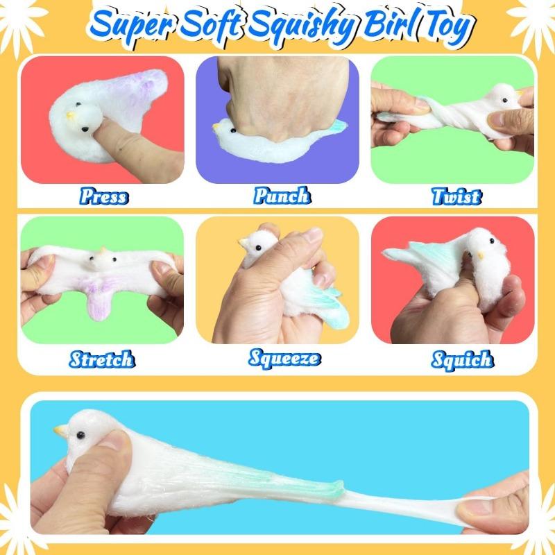 Bird Taba Squeeze Toys,Realistic Bird Animal Squishy Toys, Soft Squishy Fidget Toys, Stress Relief Sensory Toys, Fidget Toys Adults Kids