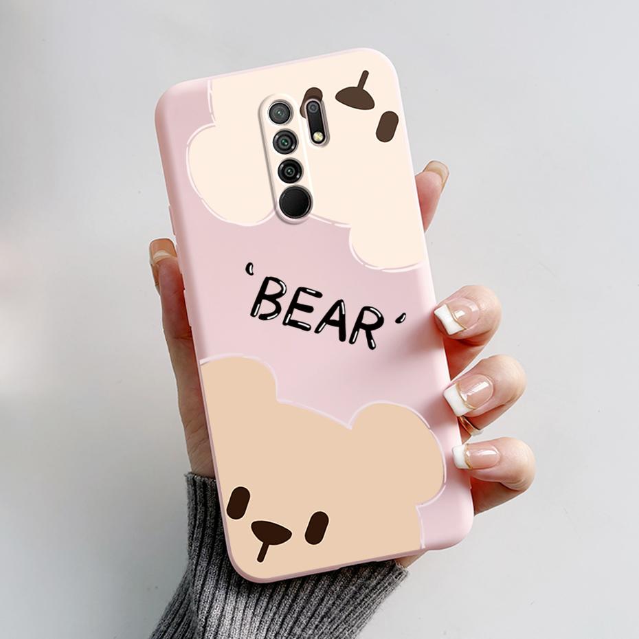 For Xiaomi Redmi 9 Case Redmi 9 Prime Cover M2004J19G M2004J19C redmi9 Cute Cartoon Bear Silicone TPU Soft Phone Case Back Cover