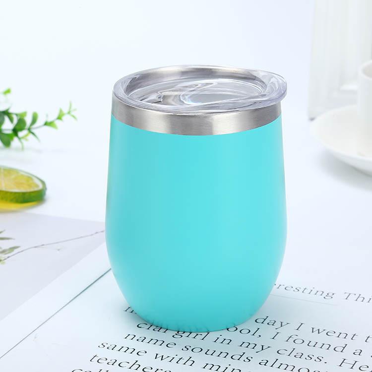 Stainless Steel Eggshell Wine Tumbler 12oz Double Wall Vacuum Insulated Reusable Cup for Birthday Holiday Gifts