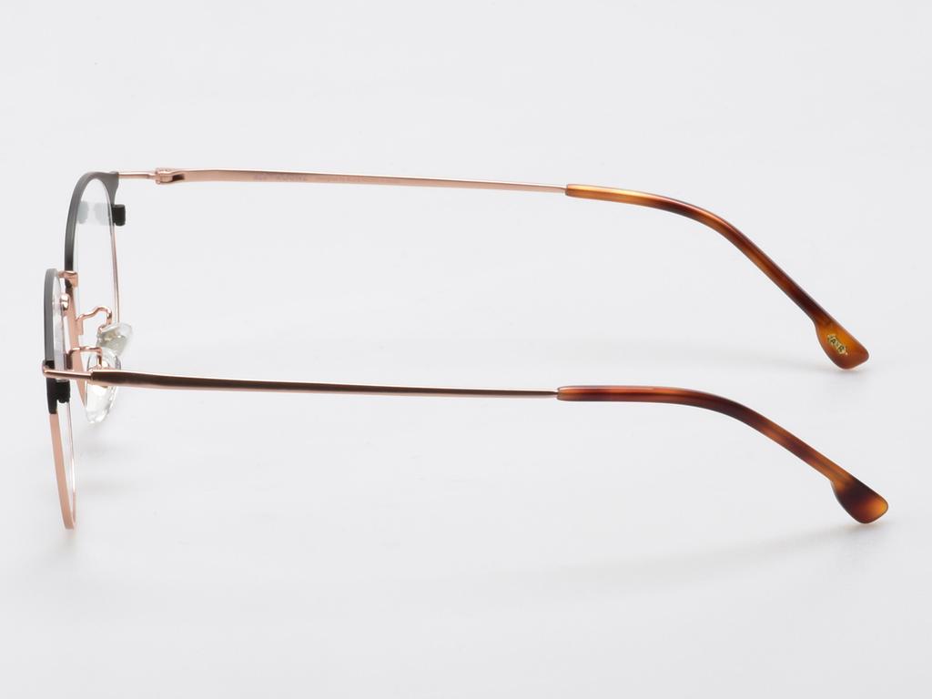 Alloaiweeo [Aloxrounz] Ar8013A C2 Half Two-Tone Black & Rose Gold Beta Titanium Round Glasses