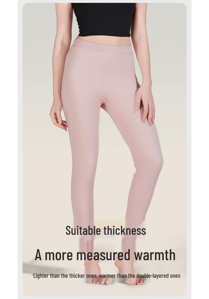 Women's Quilted 280G Pure Cotton Warm Trousers - Antibacterial Base Layer for Autumn & Winter