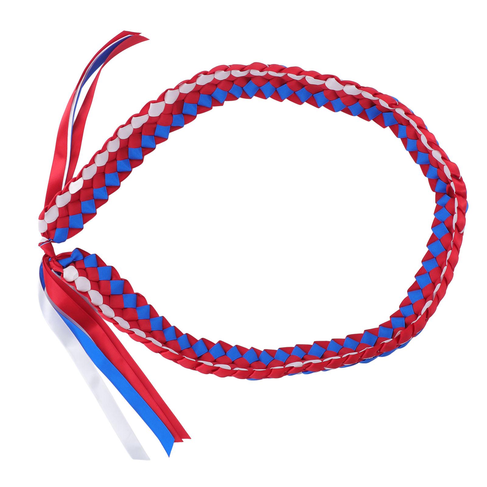 

120CM Graduation Ribbon Lei Adjustable Handmade 4 Strands Braided Necklace for High School Middle