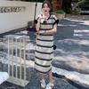 Summer Ice Silk Striped Knee-Length Short-Sleeve Dress Loose Tummy-Hiding Slimming T-Shirt Maxi Dress