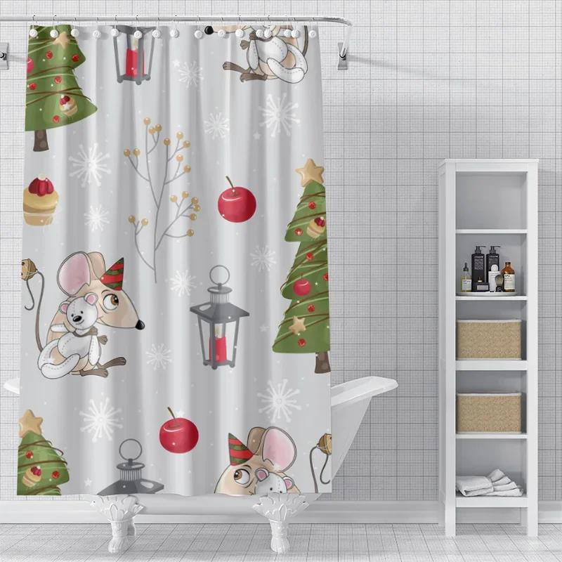 Home decoration shower curtains for bathroom waterproof curtain fabric Modern Nordic style Living Room Merry Christmas winter