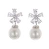 European Retro Diamond-Inlaid Pearl Pendant Stud Earrings for Women - Elegant and Fashionable Jewelry