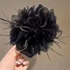Korean Mesh Feather Clip Hairpin Large Hair Clip Black Fluffy Fur Hair Claw Shark Clip Ponytail Clips Hair Accessories