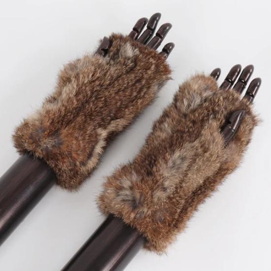 New Arrival Female Natural Rabbit Fur Gloves Knitted Warm Real Rex Rabbit Fur Mittens Women Winter Outdoor Rex Rabbit Fur Gloves