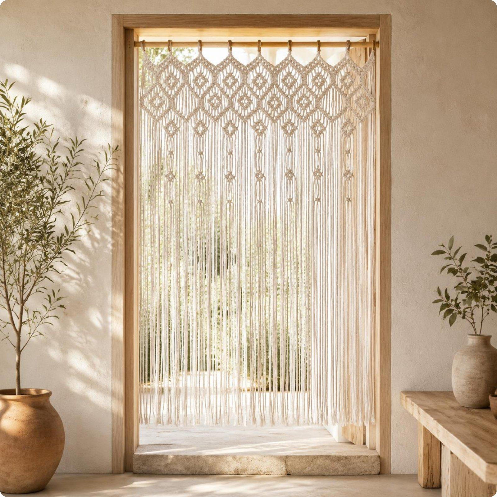 Boho Fringe Curtain Handmade Macrame Door