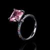 Redeen Cut Pink Diamond High Carbon Diamond Ring Women'S Luxury Ice Flower Cut Zircon 10 * 10 Colored Treasure Women'S Ring