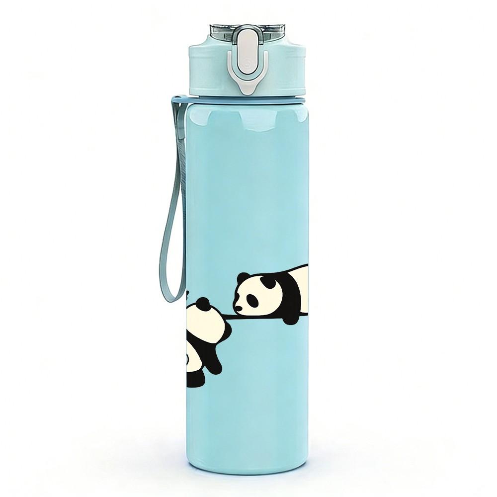 1PC Panda Bamboo Cartoon 750ml Color Plastic Sports Water Bottle Leakproof Flip Straw Lid Suitable for Sports Office Home Use