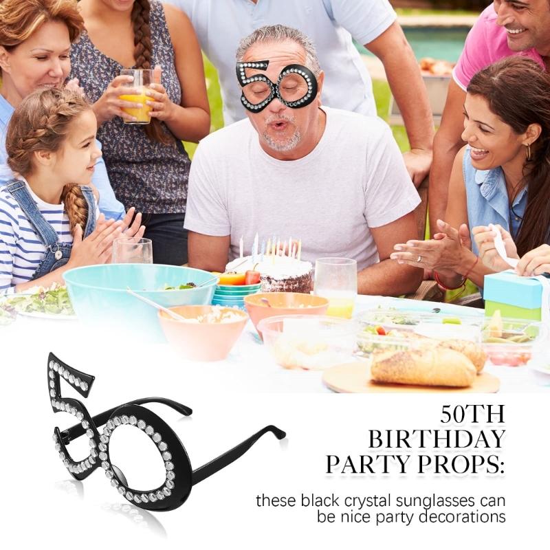 Number Crystal Frame Party Dress-up Glasses for Adults Birthday Christmas Party