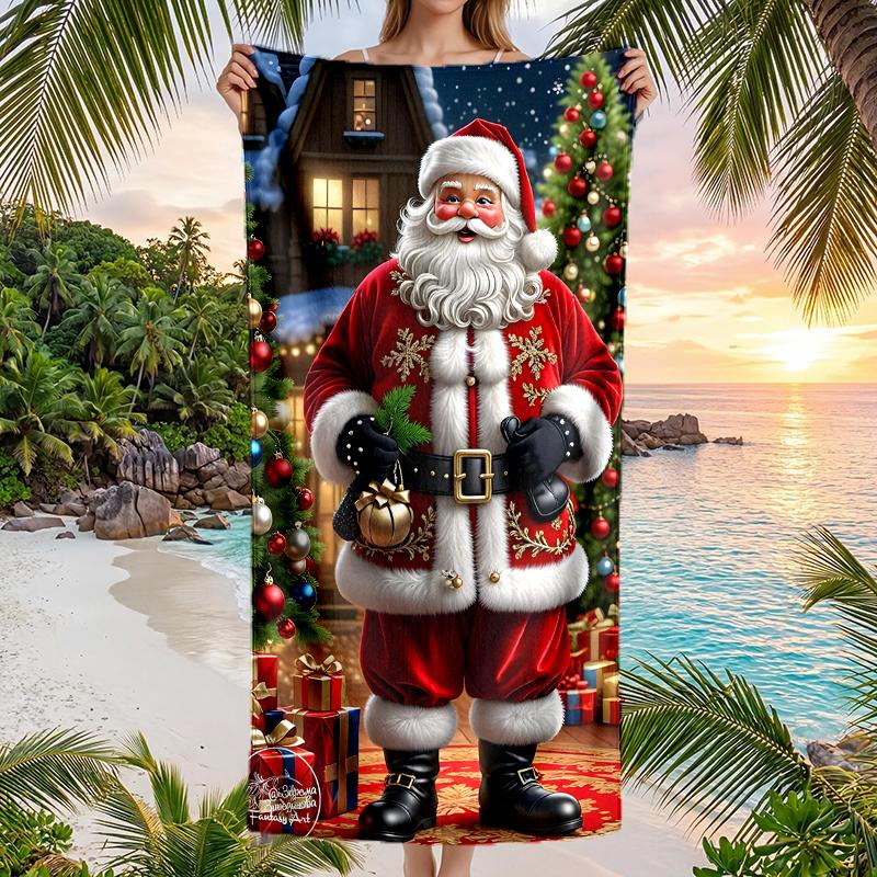 Chrismas Fashion Beach Towel: Ideal for Summer Adventures Soft, Absorbent and Quick Drying Suitable for Swimming and Bathing