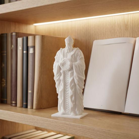 3D Printed Hierarch Figurine Medieval Vintage Carving Men Statue Sculpture Ornament for Study Room Bookshelf Home Office Display Decor
