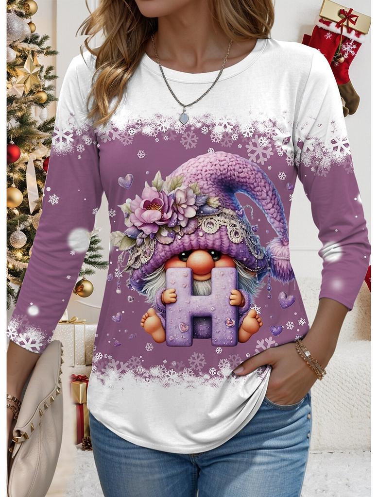 Women's Sweatshirt 3D Prints Christmas Theme Kawaii Graphics Long Sleeve T-shirt Casual Loose Fit O-Neck Tee Long Sleeve Tops