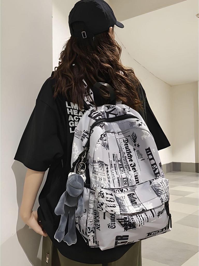 Korean Graffiti Style Backpack for Boys - Large Capacity, Simple Design