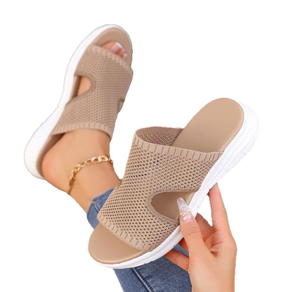 Módní dámské sandály Elastická síla Letní boty s nízkým podpatkem Sandály Letní dámské pantofle Lehké nazouvací sandály na podpatku Dámské