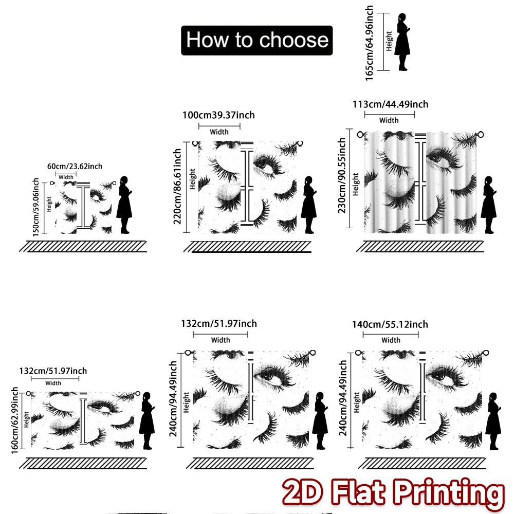 2pcs, 2D FLAT PRINTING Curtains (Without Rod) Lash Pattern Halloween Festival Creative Curtains Versatile Fabric Curtains Art
