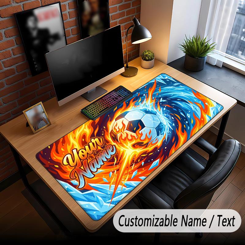 Soccer Theme Custom Mouse Pad Personalized With Name Text Customized Desk Mat For Office Home Decor