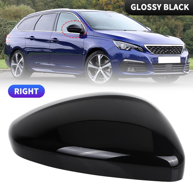 Primed Black/Glossy Black Side Rearview Mirror Cover Shell For Peugeot 308 MK2 2013 2014 2015 2016 2017 2018