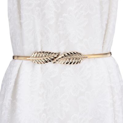 Metal Elastic Elastic Gold Leaf Belt Women'S Fine Decorative Spring With Dress Waist Chain Flower Accessories Belt