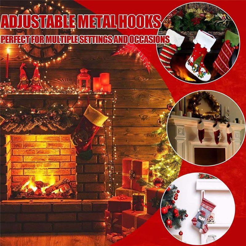 M-Modern-Christmas Stocking Holders, 4 PCS Adjustable For Mantle-Garland Hanger And Stocking Mantel Hooks-Metal