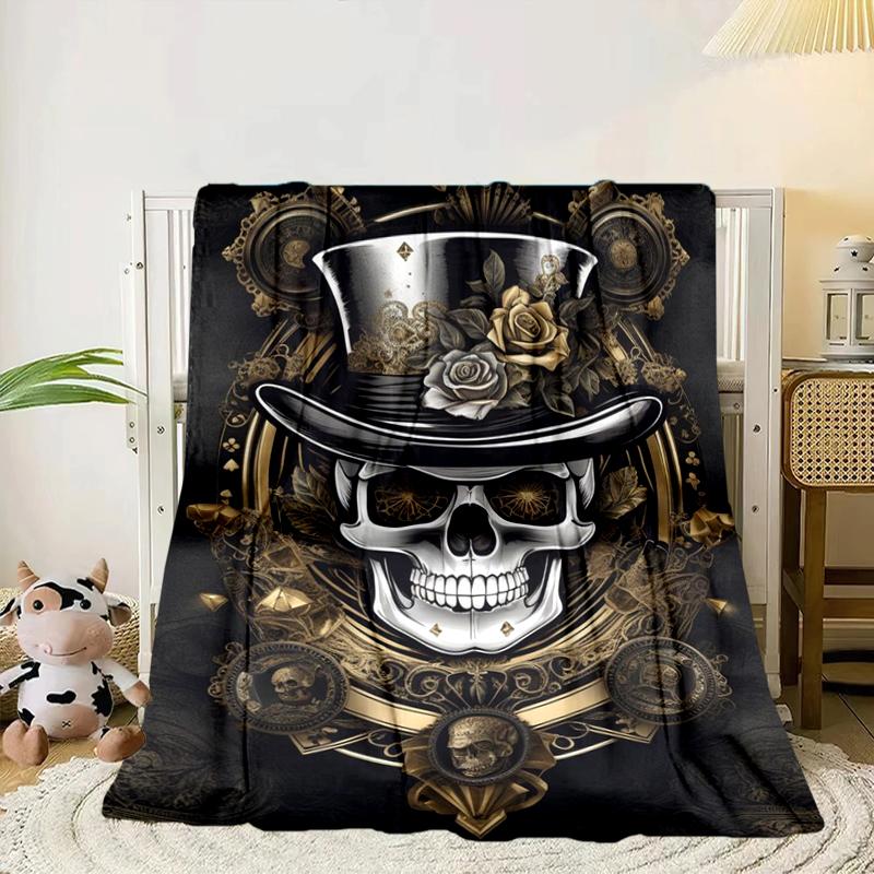 Skulls And Roses Artwork Blanket Flannel Blanket Throw Blanket Sofa Cover Blanket Soft Premium Blanket Picnic Blanket Tv Blanket Gifts