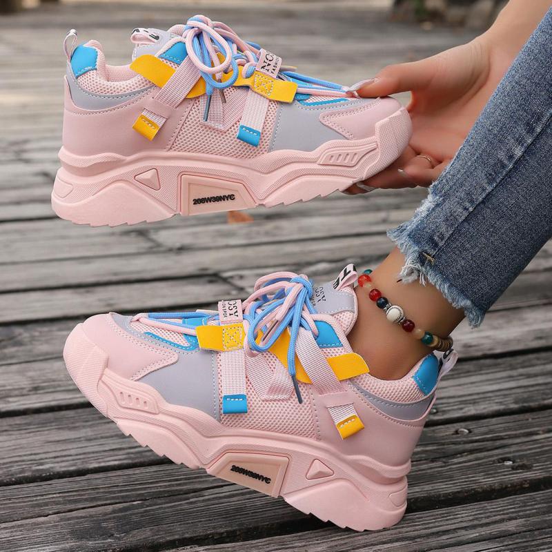 Fashion Orange Platform Sports Shoes Thick Sole Designer Chunky Sneakers Women Spring Vulcanize Shoes Luxury Walking Tennis Shoes Ladies
