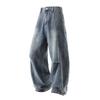 Men Streetwear Black Baggy Pants Button Fly Wide Leg Denim Jeans